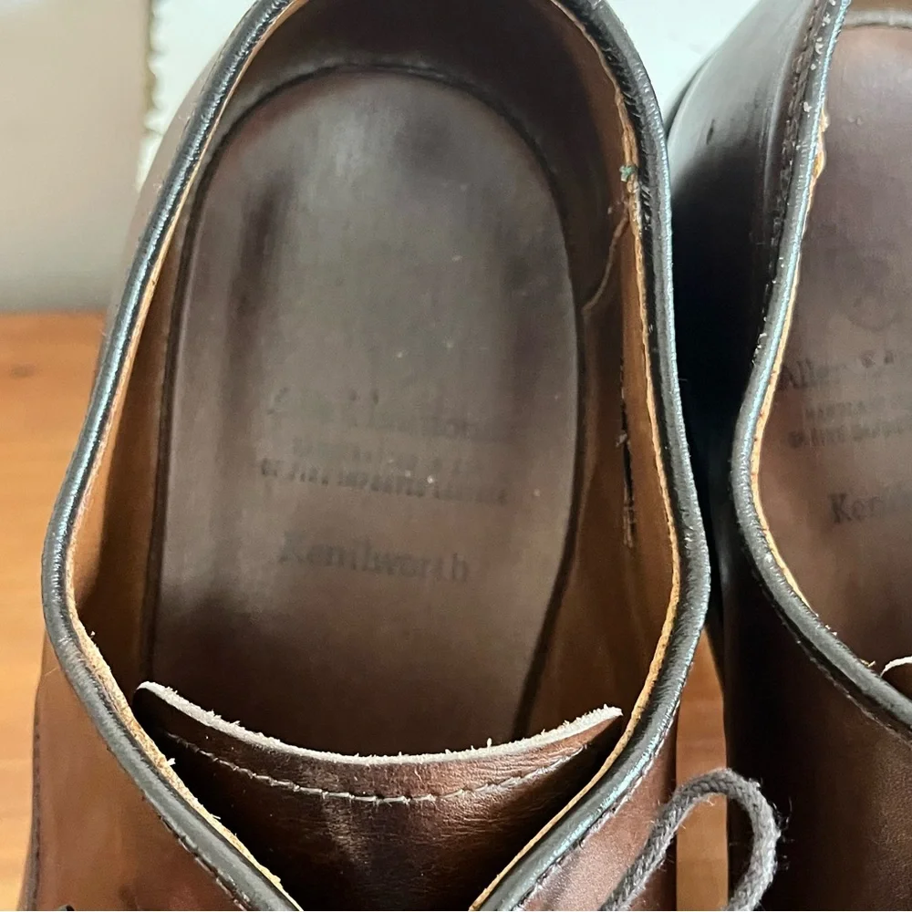 Allen Edmonds Kenilworth Brown Leather Derby Shoes Mens 9.5 D‎ Dress Bluchers